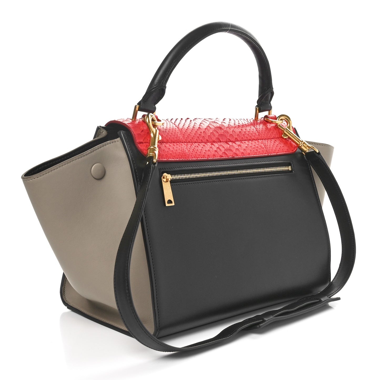 Snakeskin Calfskin Medium Trapeze Red Black