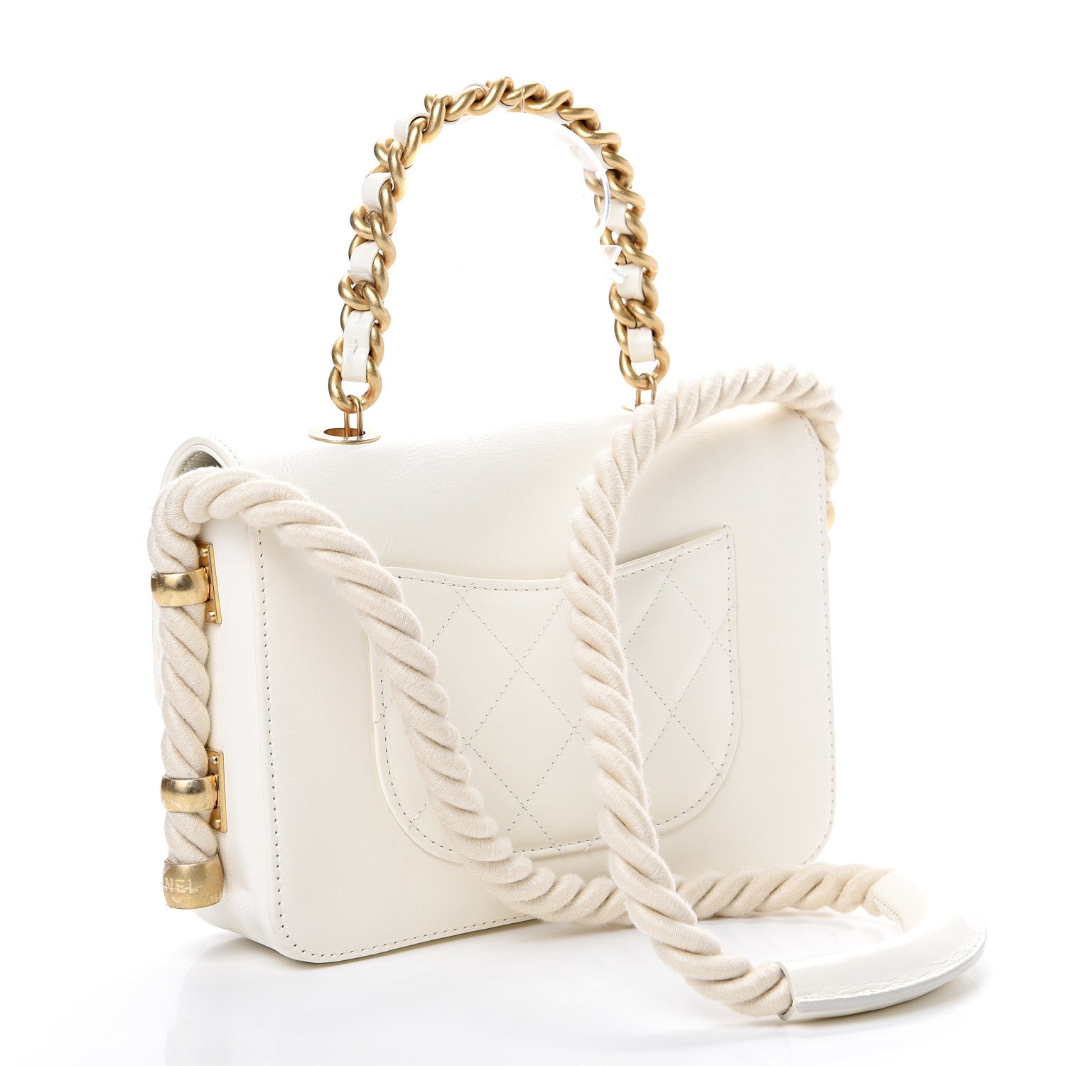 Chanel Crumpled Calfskin En Vogue Rope Flap White 2 of 12