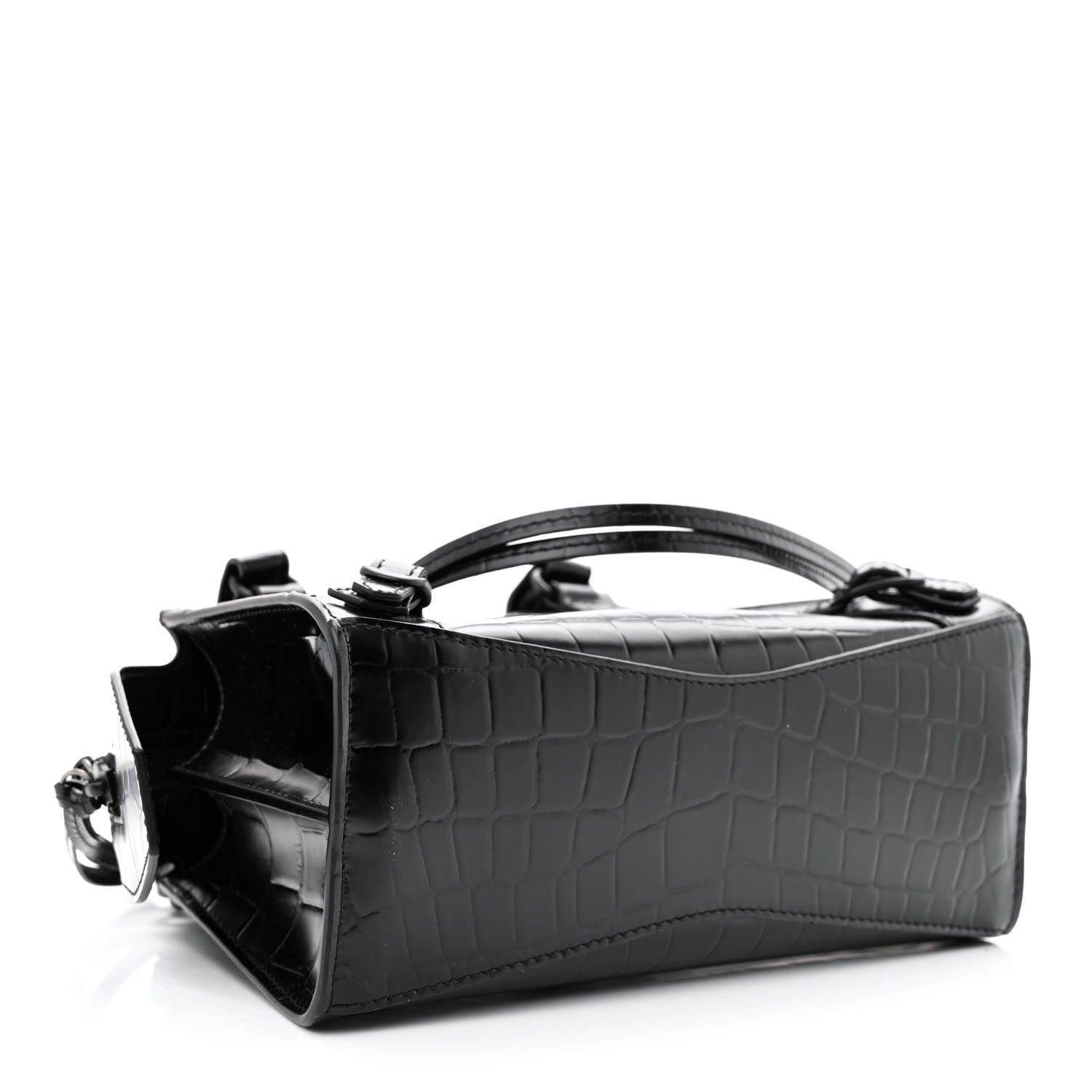 Balenciaga Semi Shiny Calfskin Crocodile Embossed Neo Classic Black Hardware Mini City Black 4 of 12