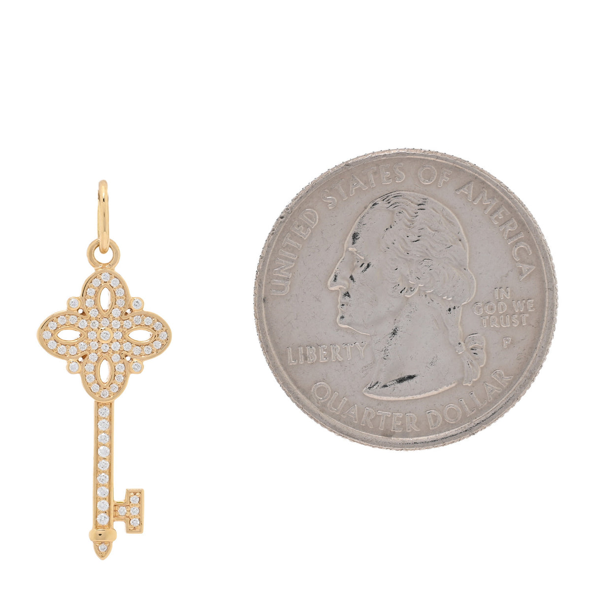 18K Yellow Gold Diamond Mini Victoria Key Pendant