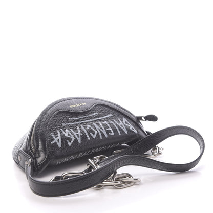 Balenciaga Agneau Arena Graffiti All Over XXS Souvenir Belt Bag Black White 3 of 10