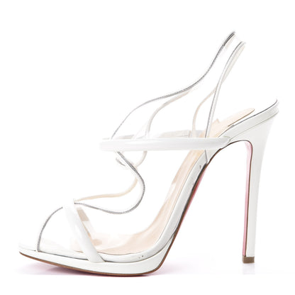 Christian Louboutin PVC Patent Aqua Ronda 120 Sandals 40 Transparent White 1 of 7