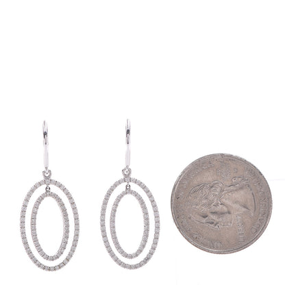 Tiffany 18K White Gold Diamond Metro Oval Drop Earrings 2 of 4