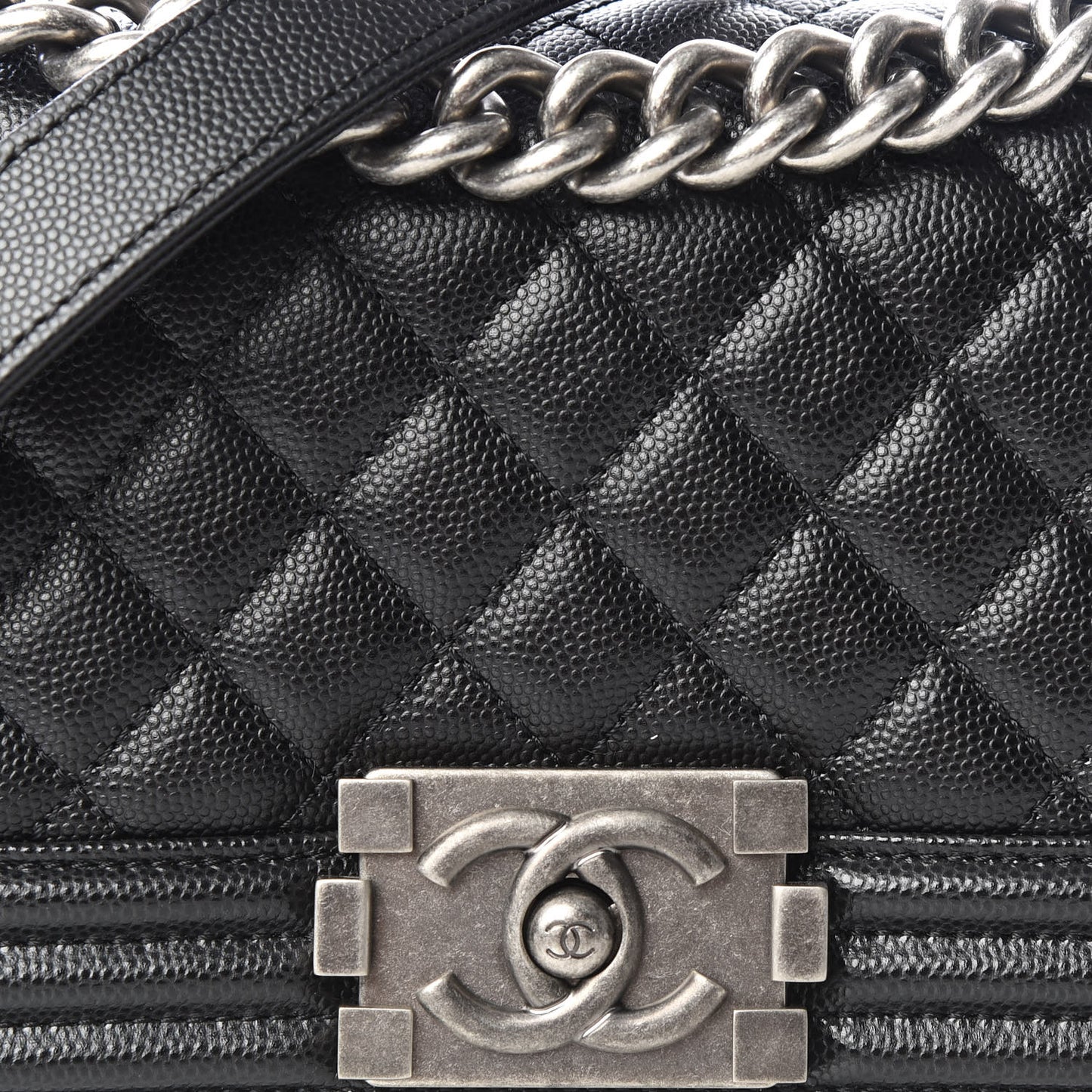 Caviar Quilted Small Boy Flap Black
