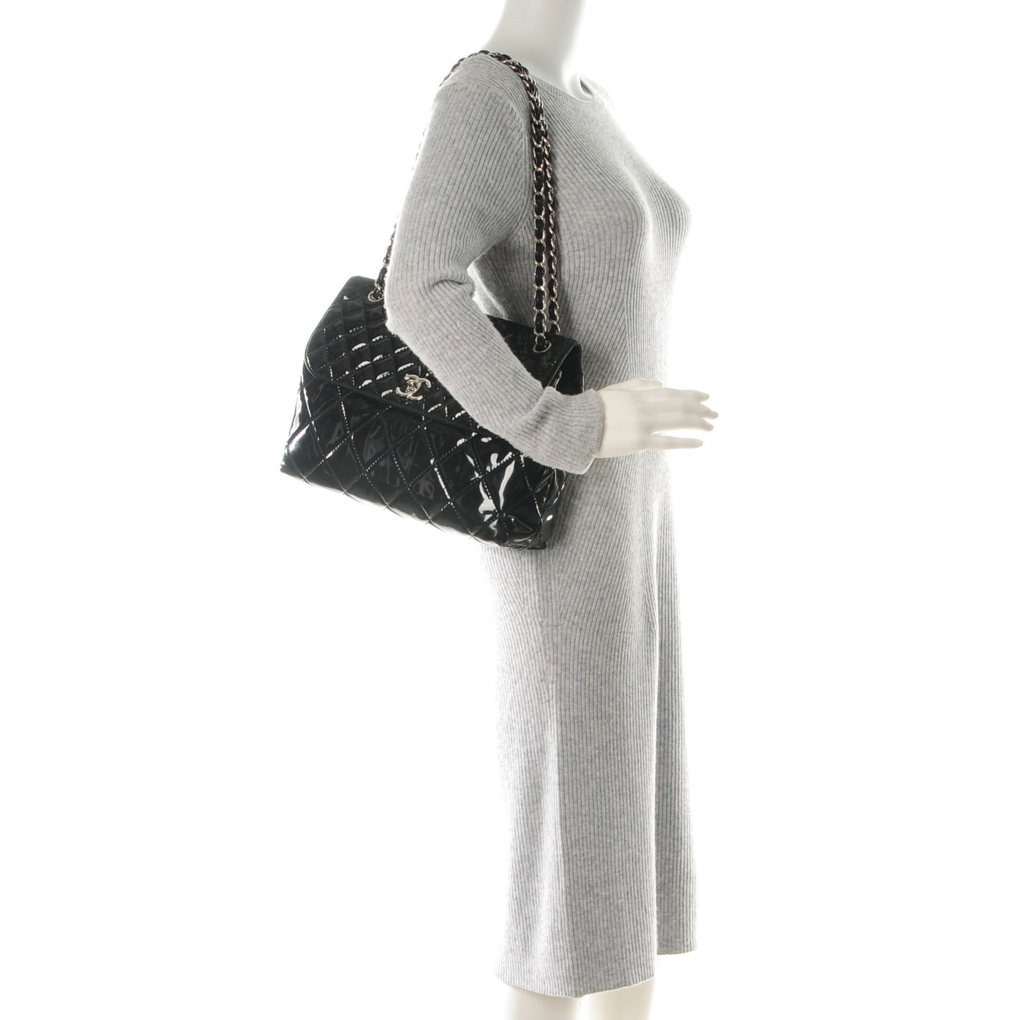 Vinyl Quilted In the Business Flap Bag Black