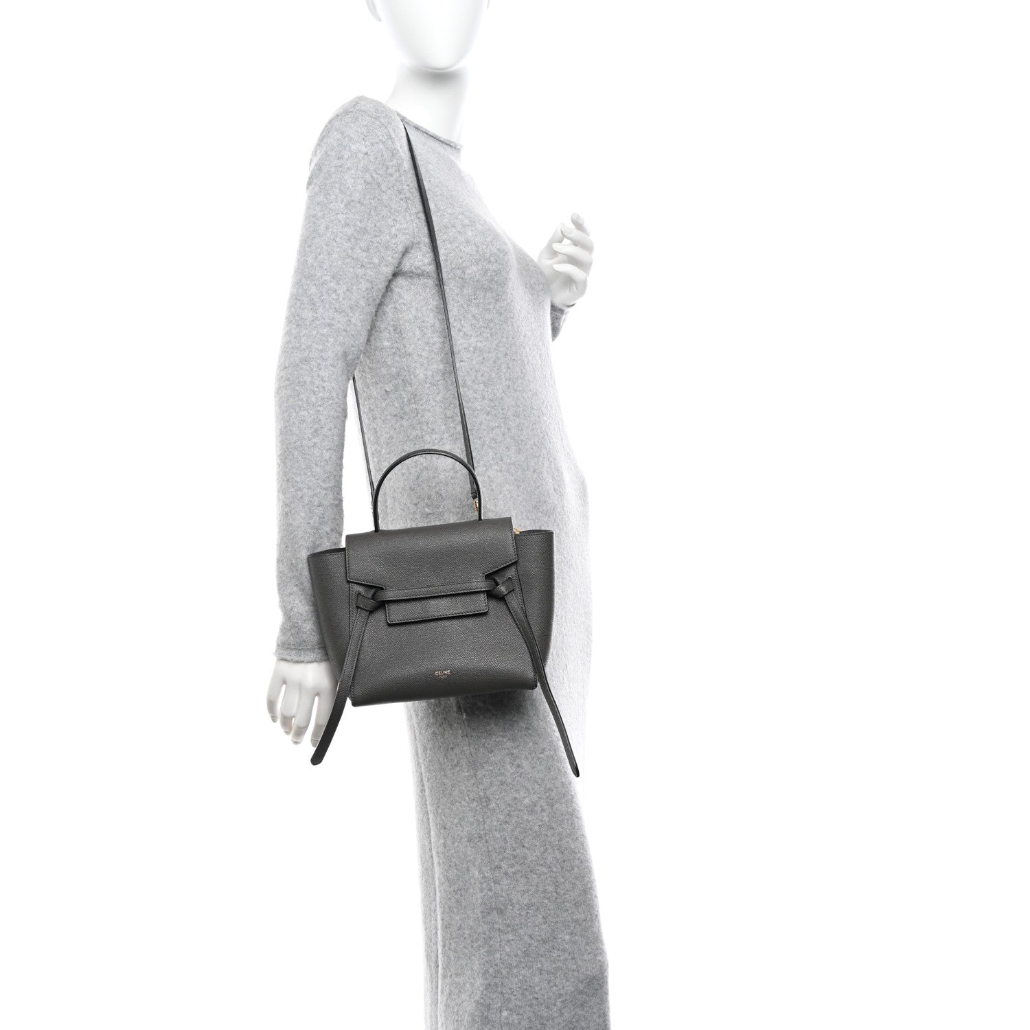 Celine Grained Calfskin Nano Belt Bag Grey 2 of 12