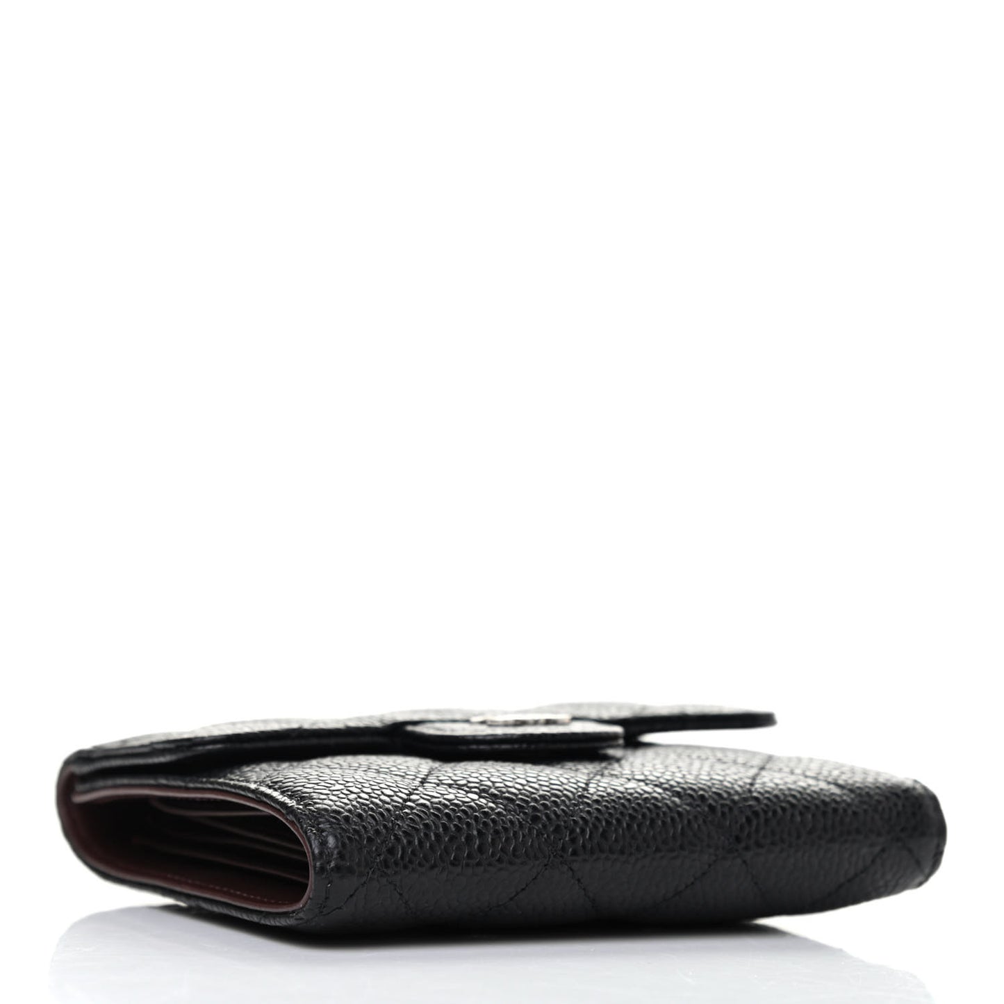 Caviar Quilted Compact Flap Wallet Black