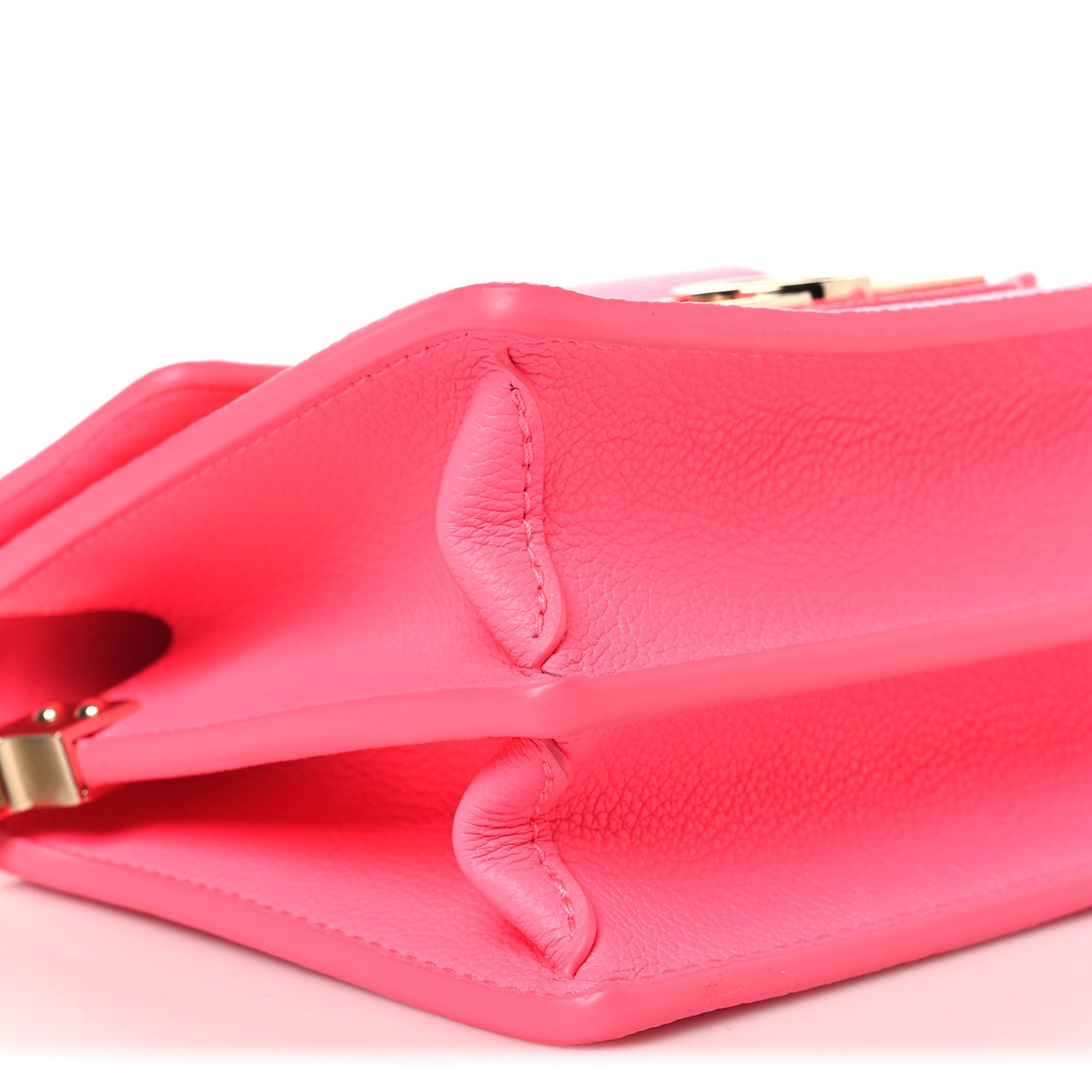 Louis Vuitton Grained Calfskin Tufted Monogram Mini Dauphine Fluo Pink 8 of 9