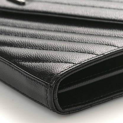 Saint Laurent Grain De Poudre Matelasse Chevron Monogram Chain Wallet Black 9 of 9