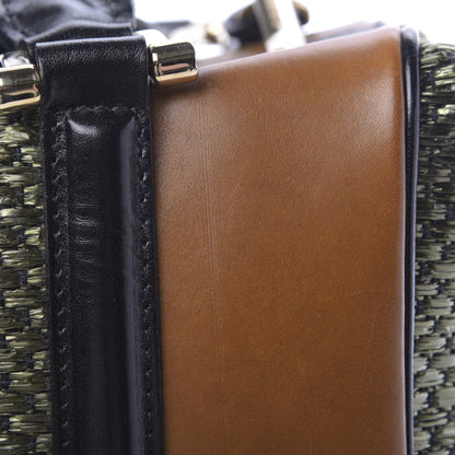 Burberry Calfskin Raffia Prorsum Bowling Bag Green Brown 10 of 16
