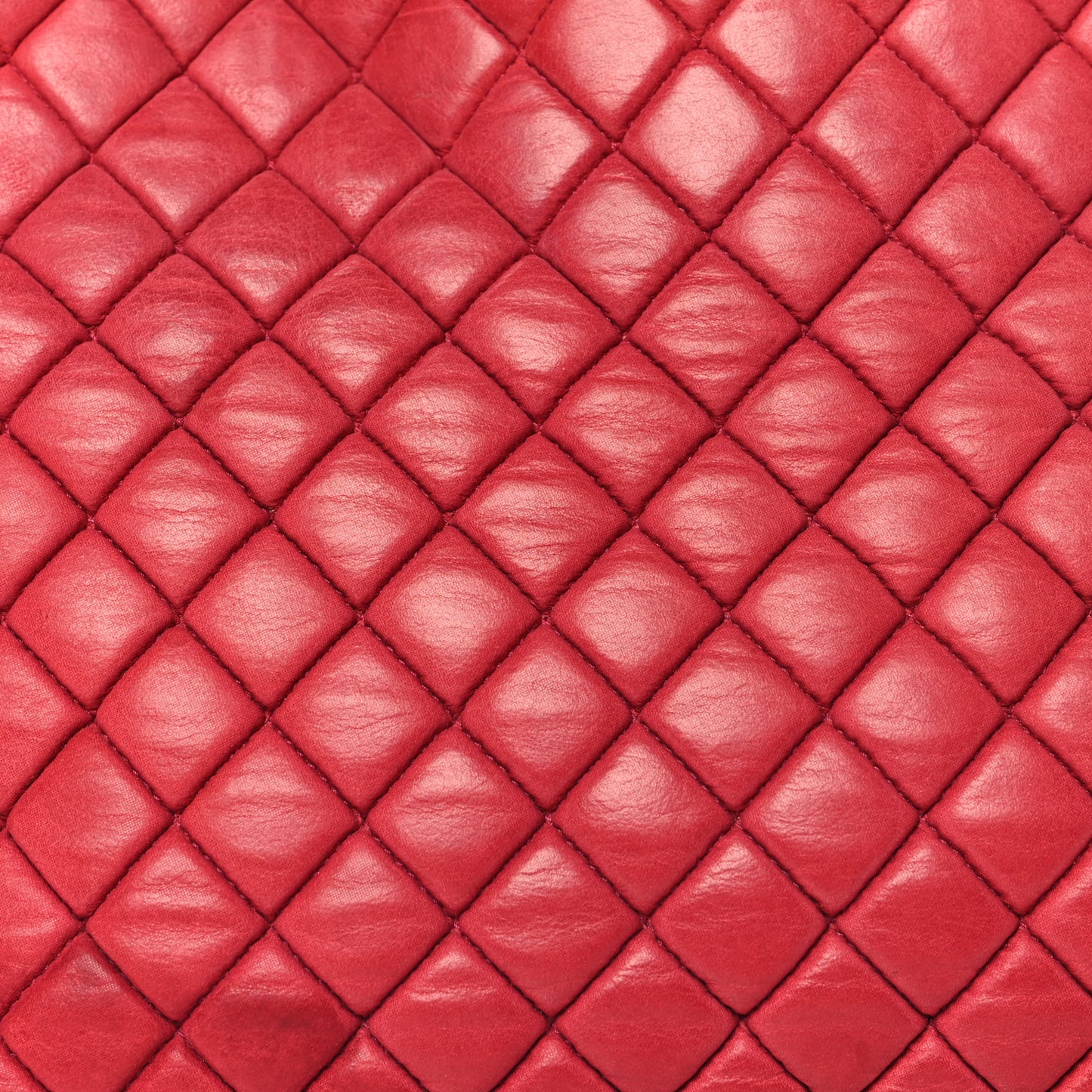 Iridescent Calfskin Quilted Large Just Mademoiselle Bowling Bag Red