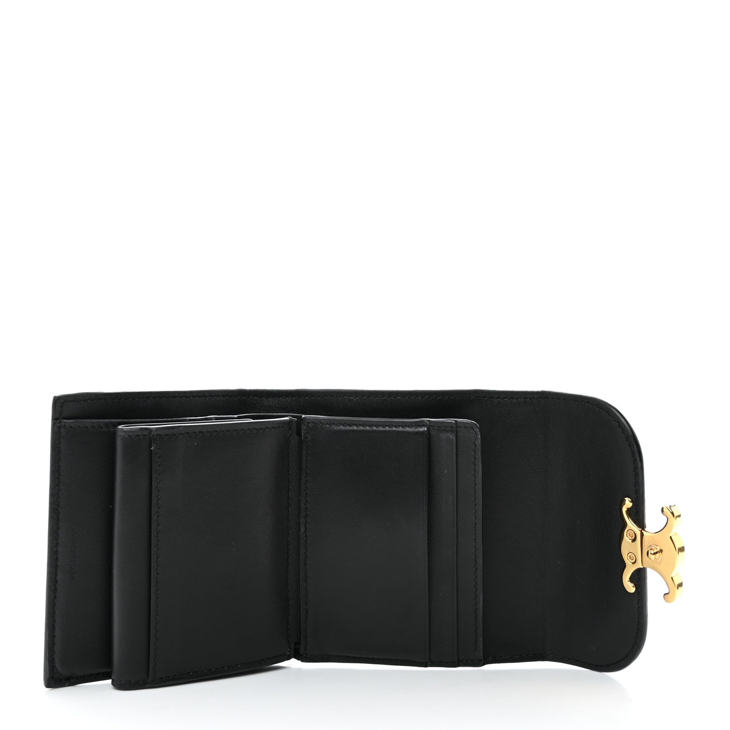 Shiny Smooth Lambskin Small Triomphe Wallet Black