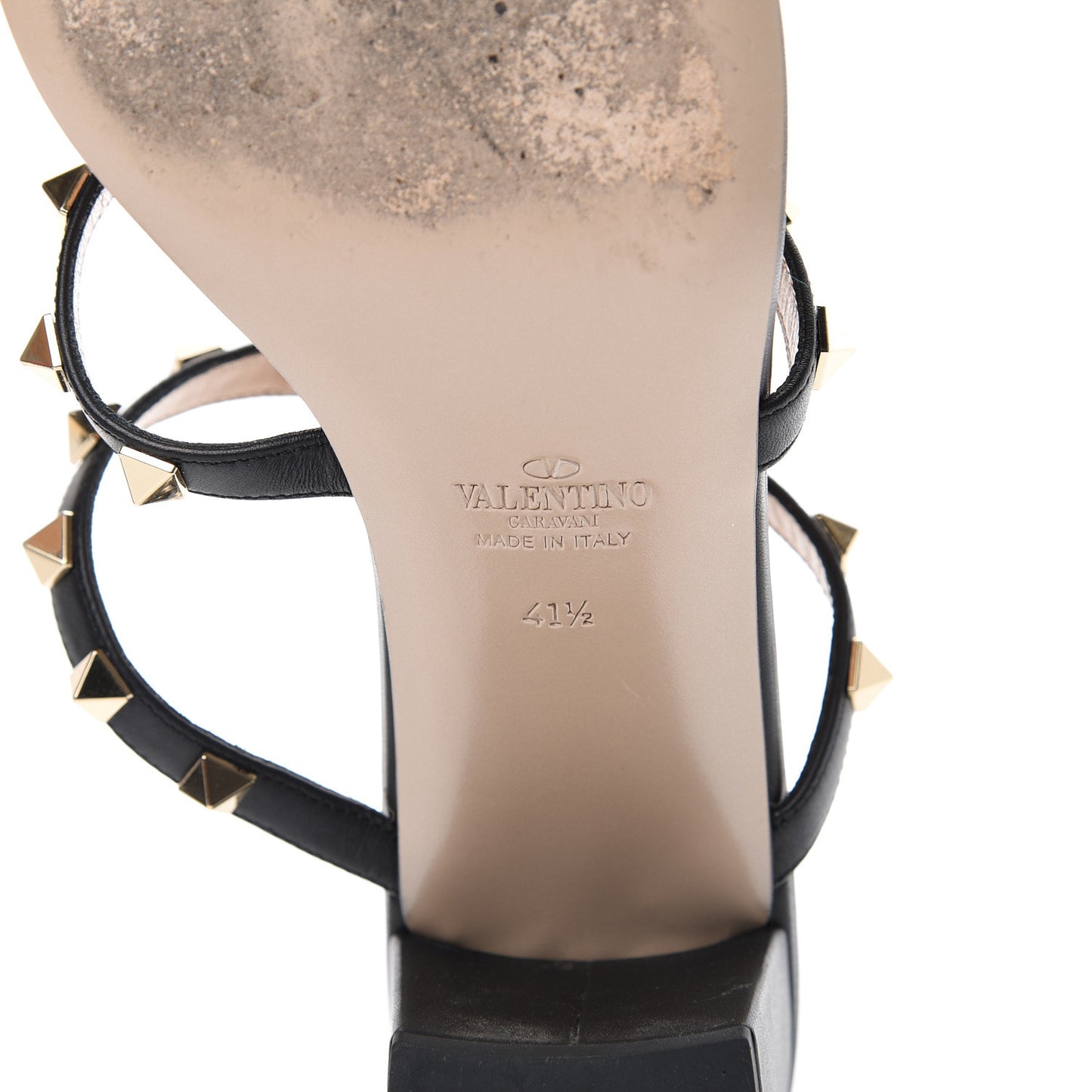 Calfskin Rockstud 60mm Caged Slide Sandals 41.5 Black