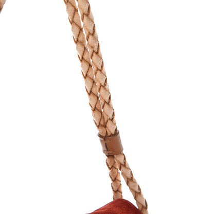 Burberry Suede Haymarket Check Horn Toggle Shoulder Bag Red 10 of 13