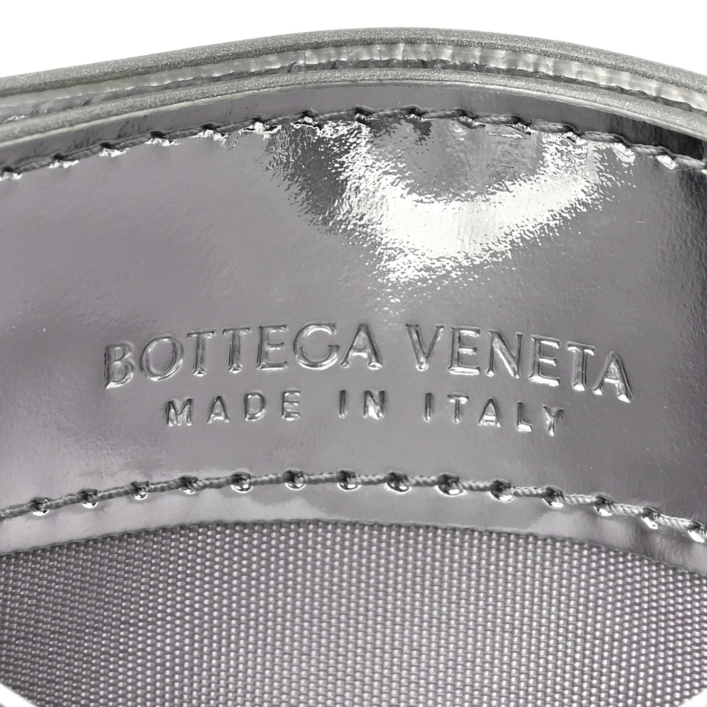 Mirror Laminated Nappa Intrecciato Card Holder Silver