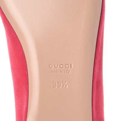 Gucci Kid Scamosciato GG Marmont Fringe Flats 39.5 Hot Pink 6 of 9