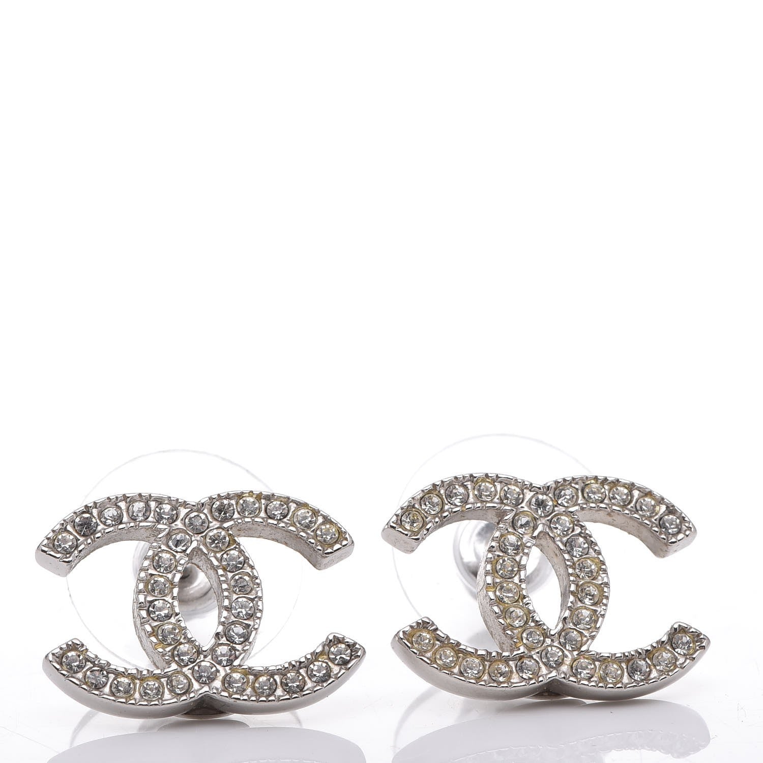 Chanel Crystal CC Earrings Silver 5 of 6