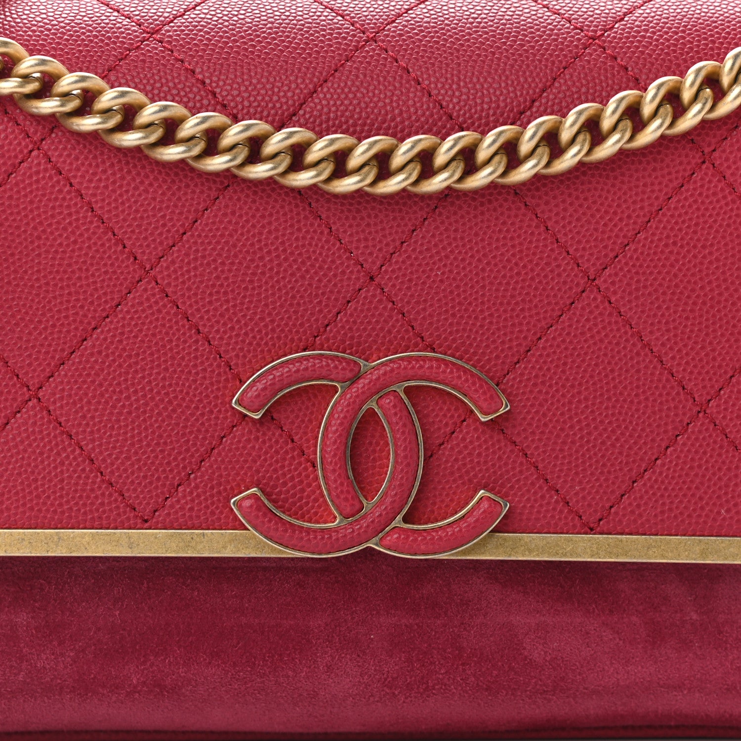 Chanel Grained Calfskin Stitched Small Enamel CC Flap Bag Pink 7 of 9
