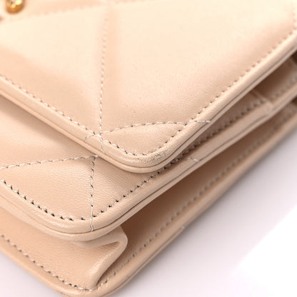 Chanel Lambskin Quilted Chanel 19 Wallet On Chain WOC Beige 13 of 14
