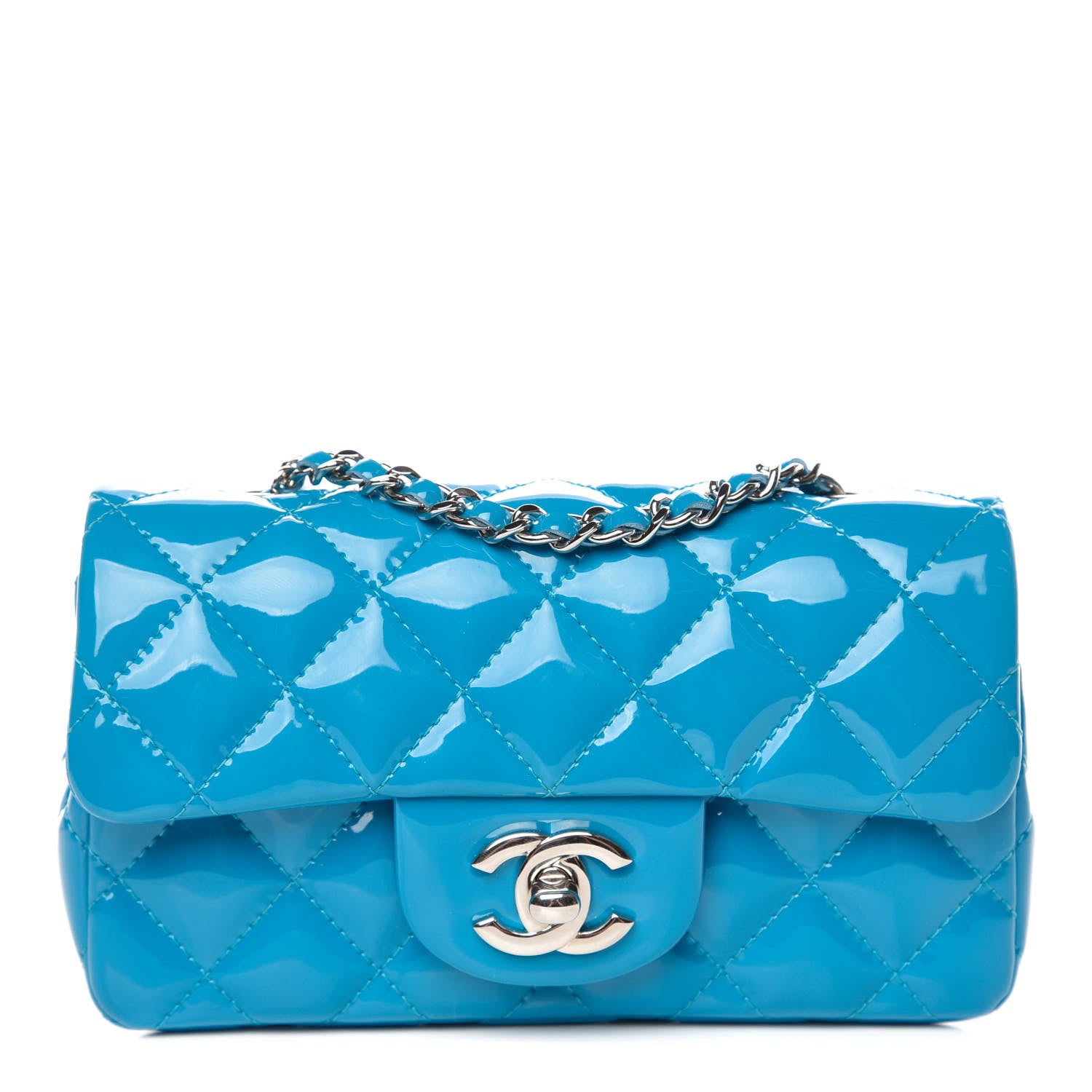 Chanel Patent Quilted Extra Mini Flap Turquoise 1 of 10