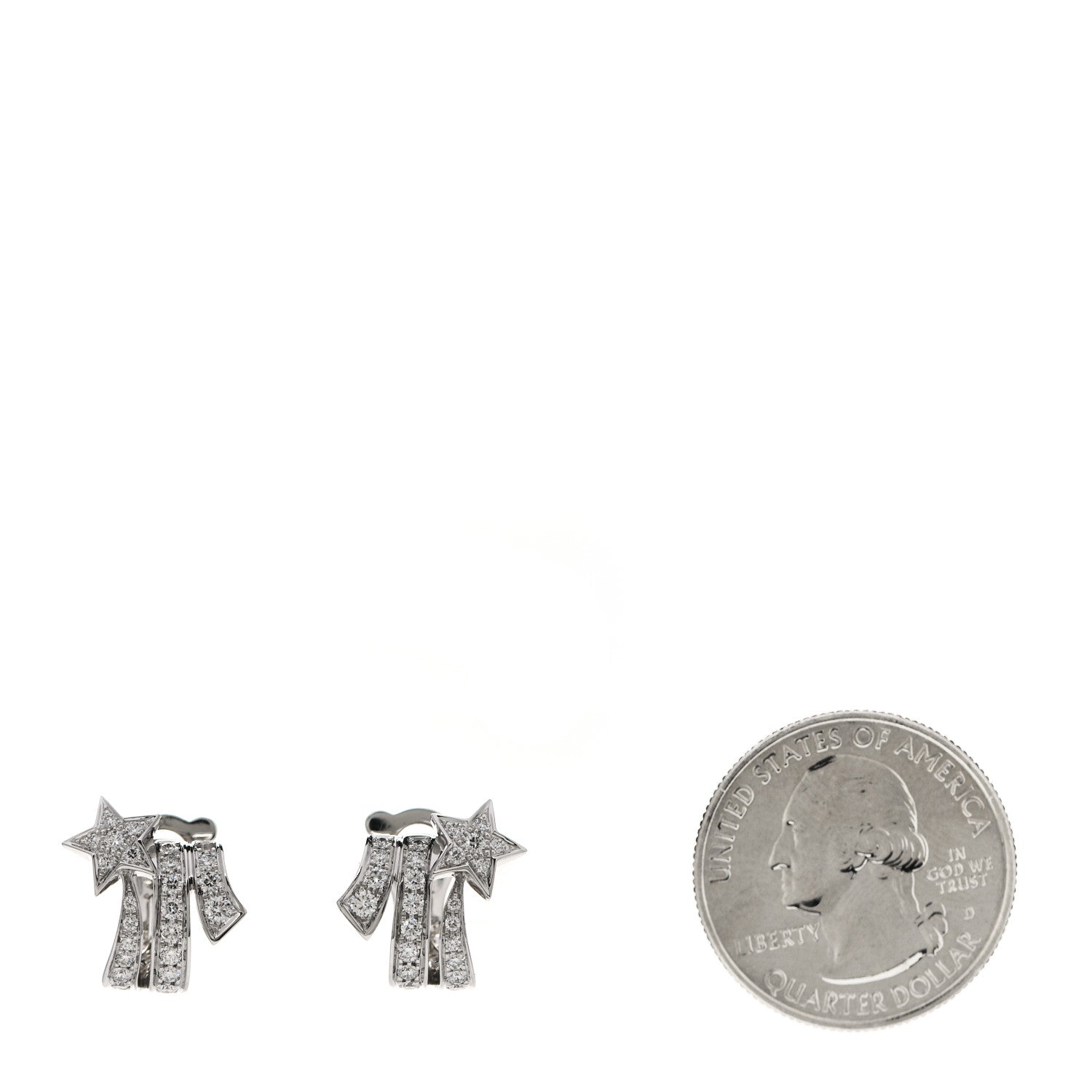 Chanel 18K White Gold Diamond Etoile Filante Earrings 2 of 5