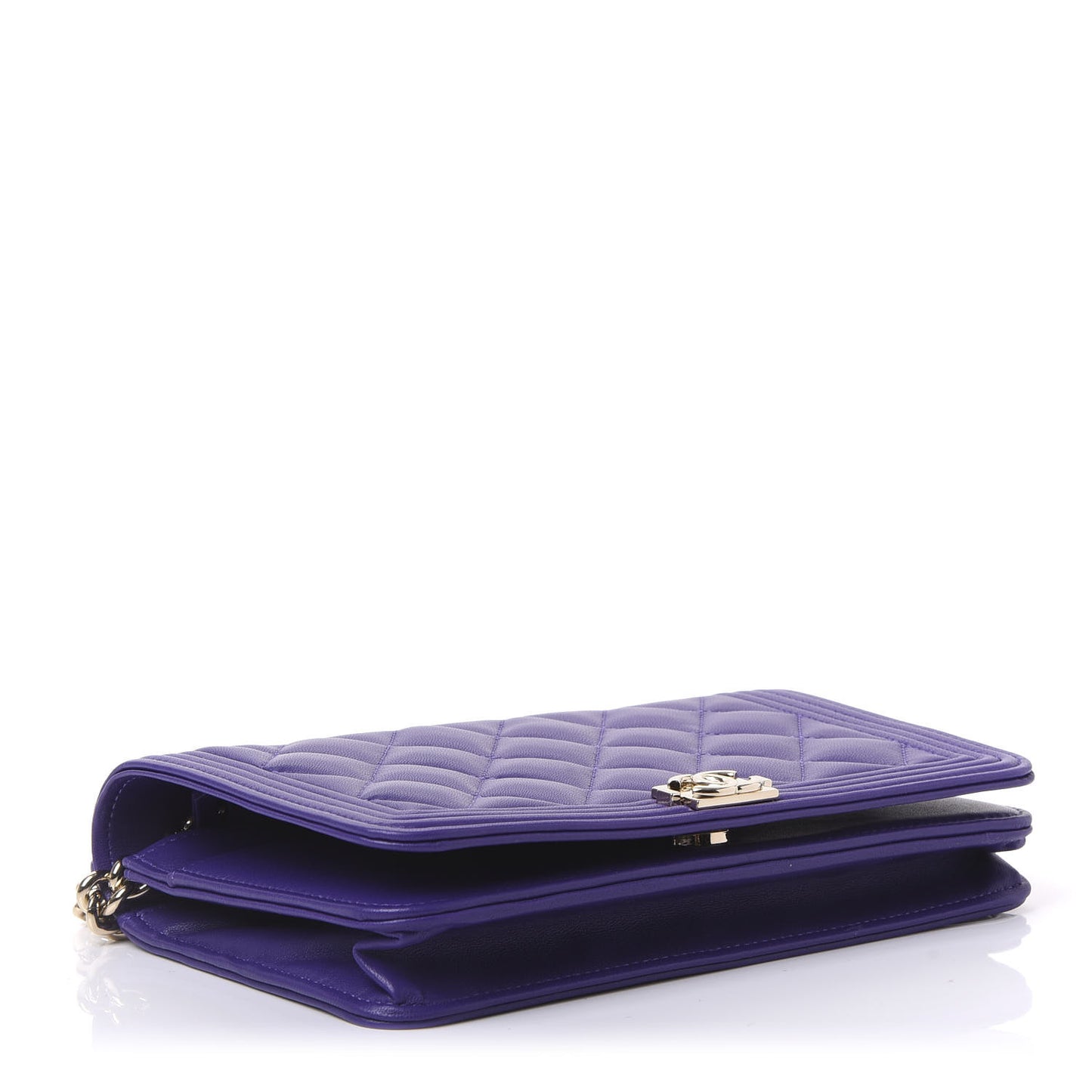 Lambskin Quilted Boy Wallet On Chain WOC Purple