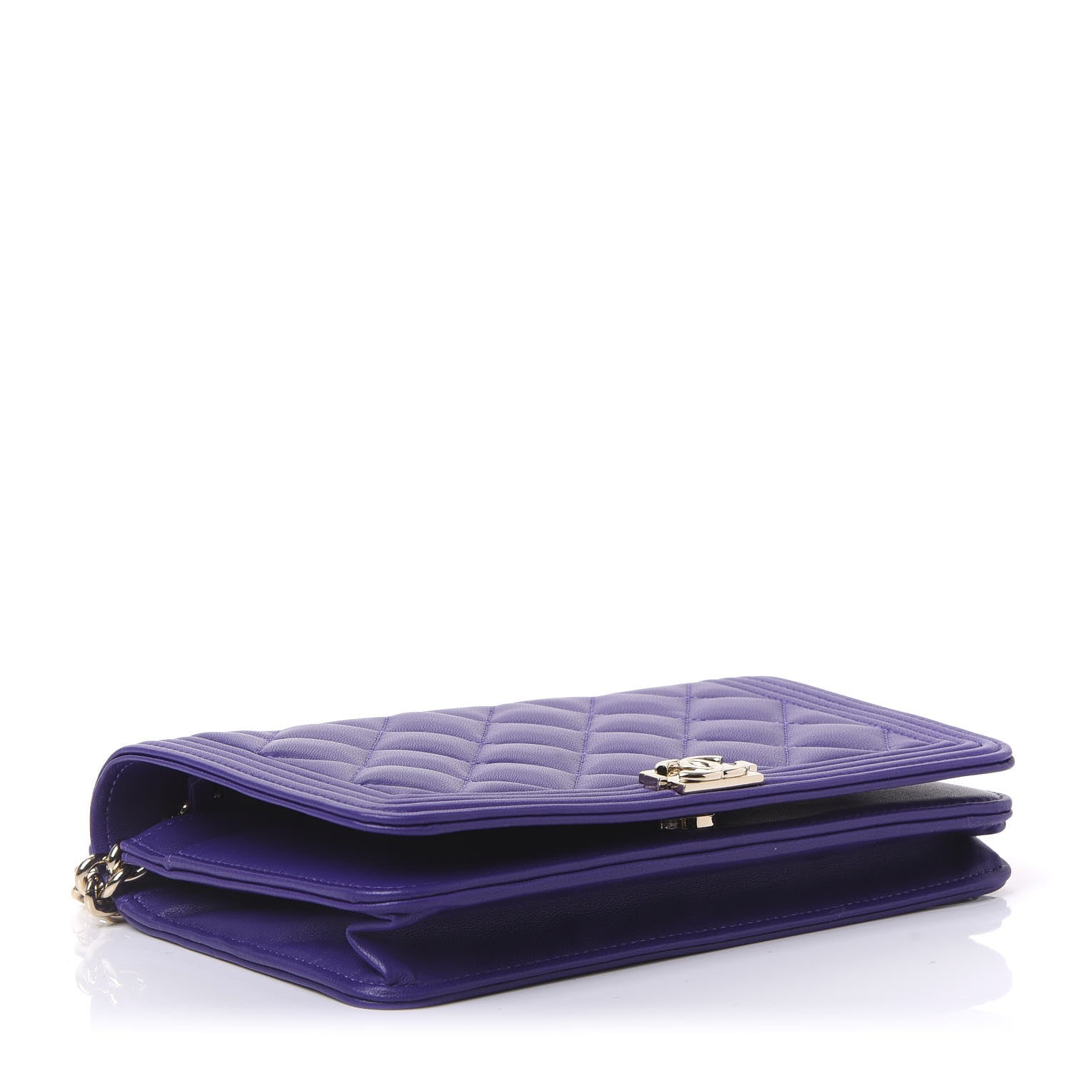 Chanel Lambskin Quilted Boy Wallet On Chain WOC Purple 3 of 10