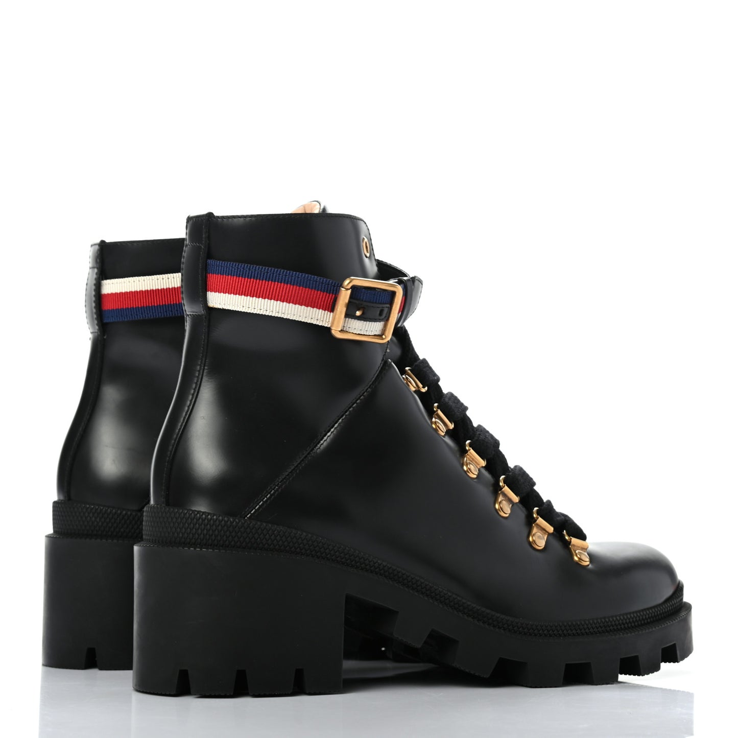 Calfskin Sylvie Web Womens Lace Up Combat Boots 39 Black