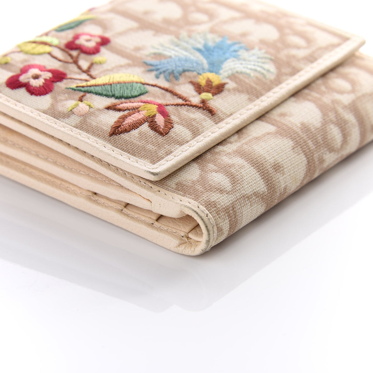 Monogram Vintage Flowers Compact Wallet Beige