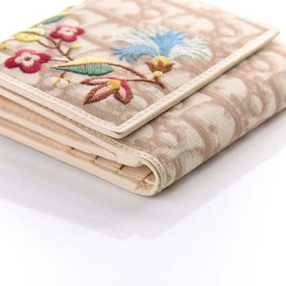 Christian Dior Monogram Vintage Flowers Compact Wallet Beige 9 of 13