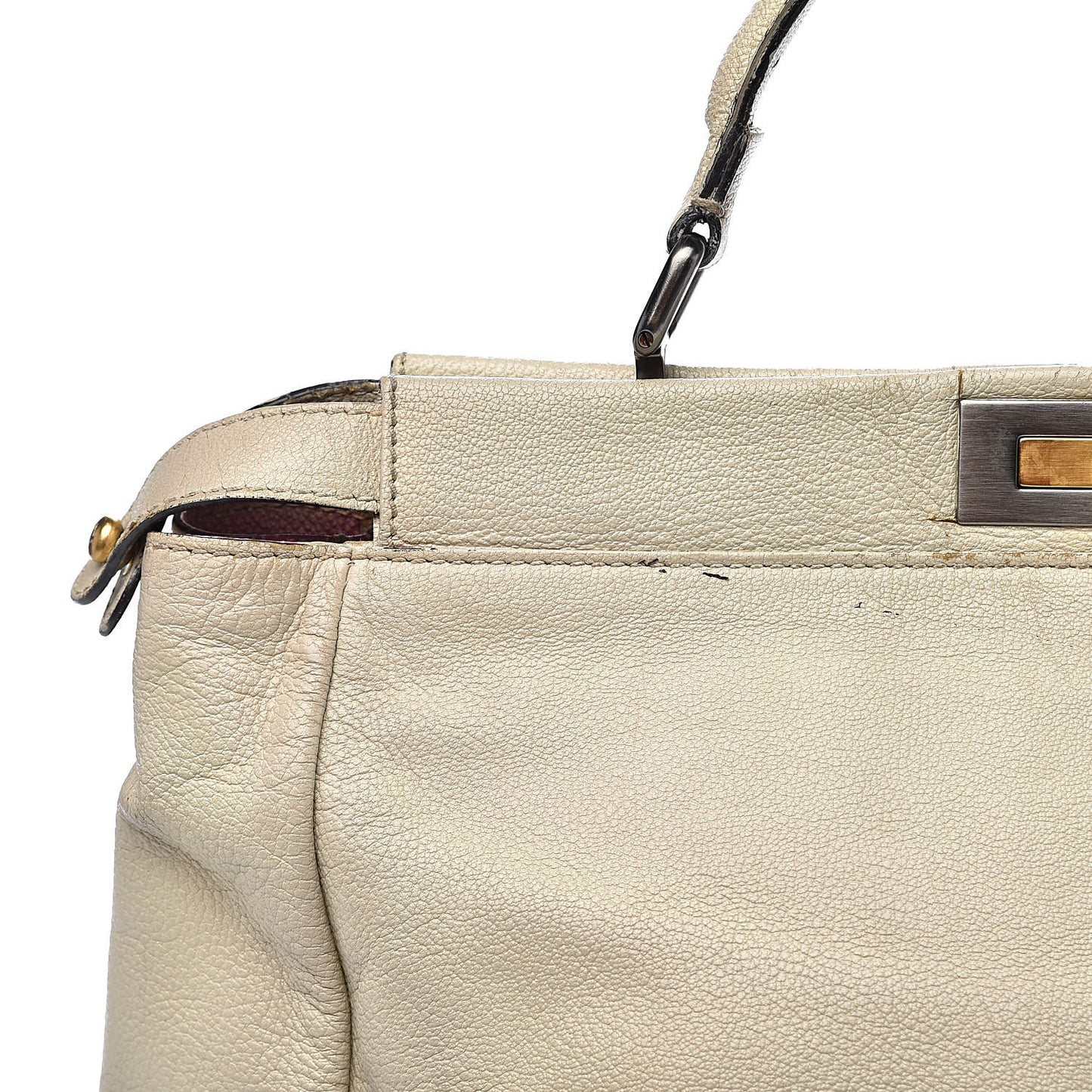 Goatskin Stingray Large Peekaboo Iconic Satchel White Pink