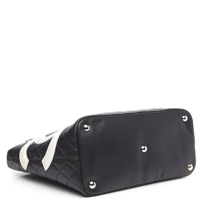 Chanel Calfskin Quilted Large Cambon Tote Black White 4 of 14