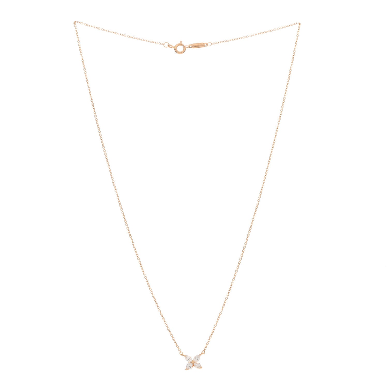 Tiffany 18K Rose Gold Diamond Small Victoria Necklace 2 of 4