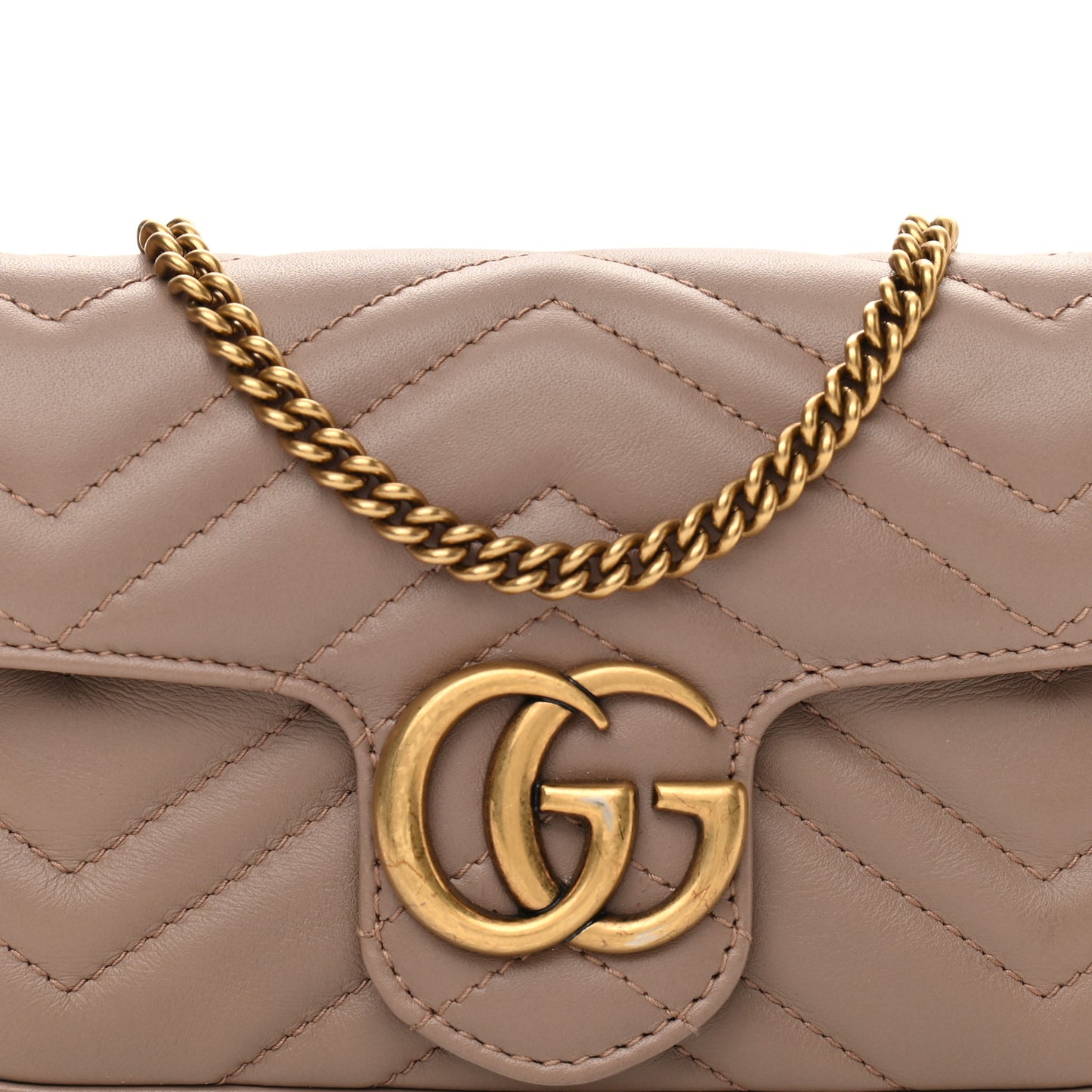 Calfskin Matelasse Super Mini GG Marmont Shoulder Bag Porcelain Rose