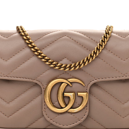 Gucci Calfskin Matelasse Super Mini GG Marmont Shoulder Bag Porcelain Rose 8 of 11