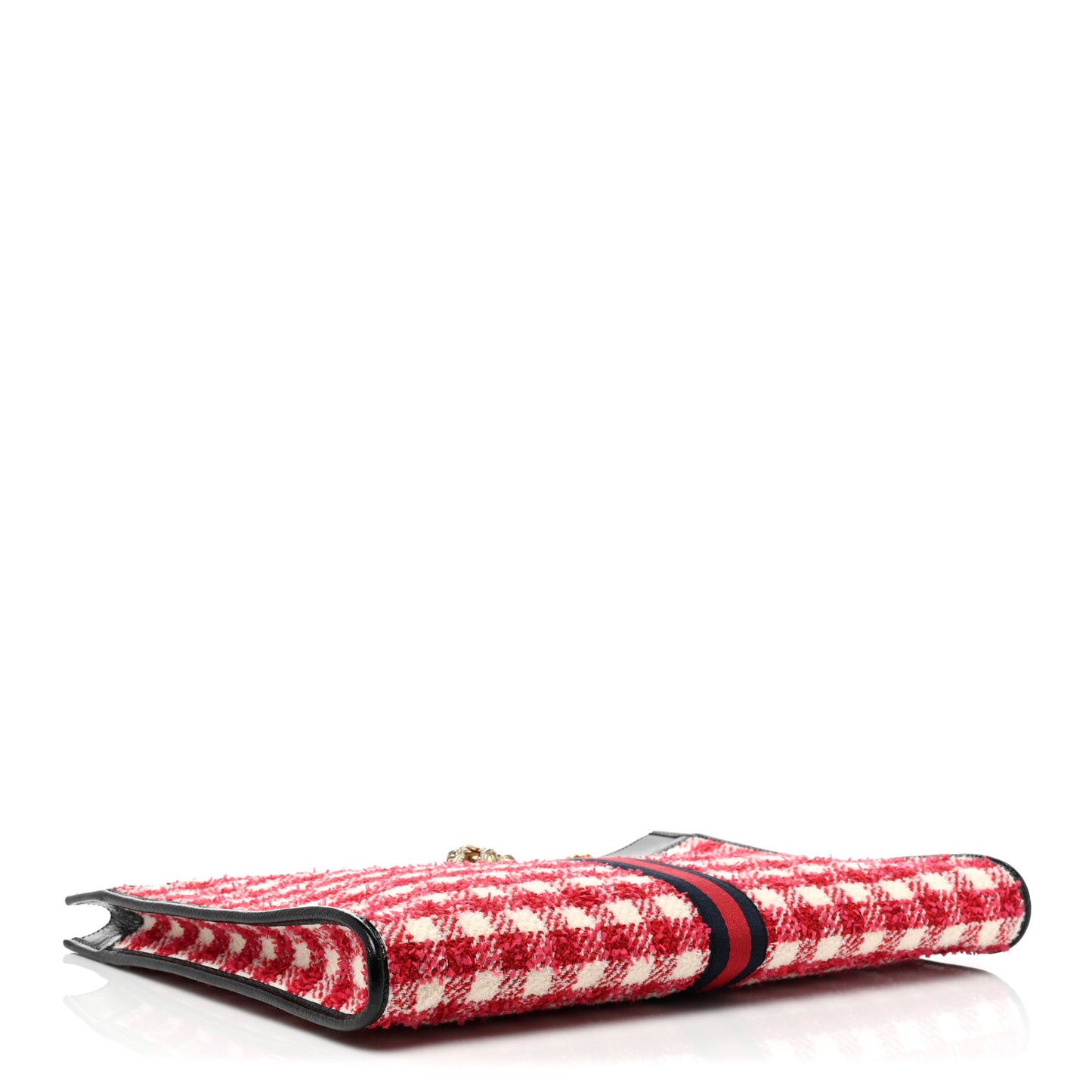 Tweed Check Large Rajah Chain Tote Black Red