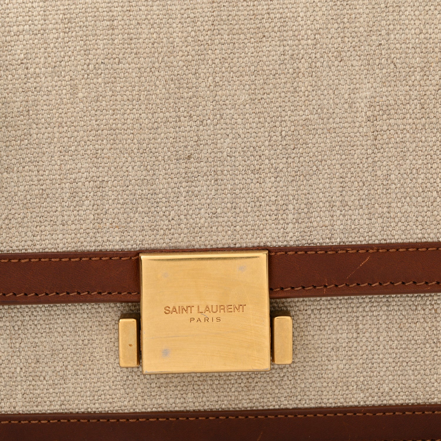 Saint Laurent Linen Calfskin Medium Bellechasse Beige Cognac 14 of 15