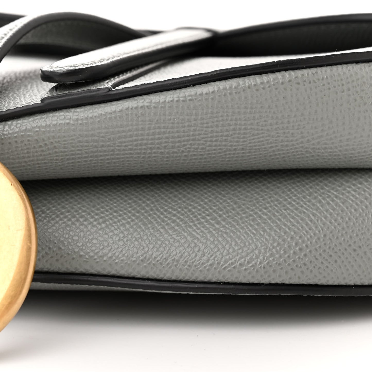 Grained Calfskin Saddle Bag Grey Stone