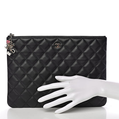 Chanel Lambskin Quilted Medium Casino Beauty CC Cosmetic Case Black 2 of 8
