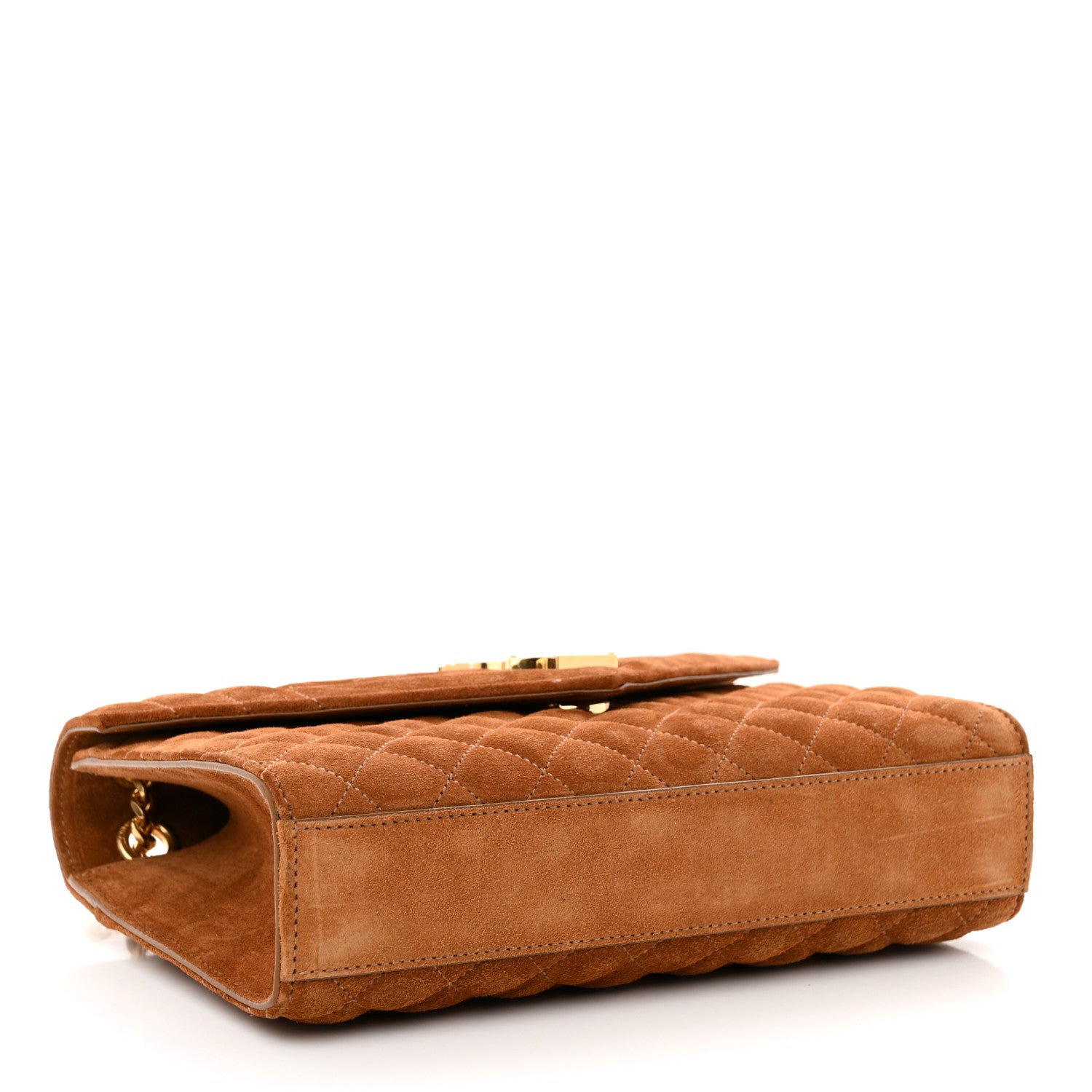 Saint Laurent Suede Mixed Matelasse Triquilt Medium Monogram Envelope Satchel Tan 4 of 12