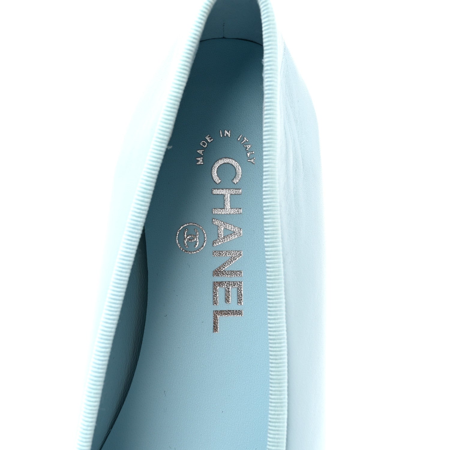 Chanel Lambskin Cap Toe CC Ballerina Flats 37.5 Light Blue Black 7 of 10