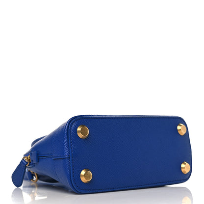 Balenciaga Signature Grained Calfskin Logo XXS Ville Top Handle Bag Bleu Roi White 4 of 9