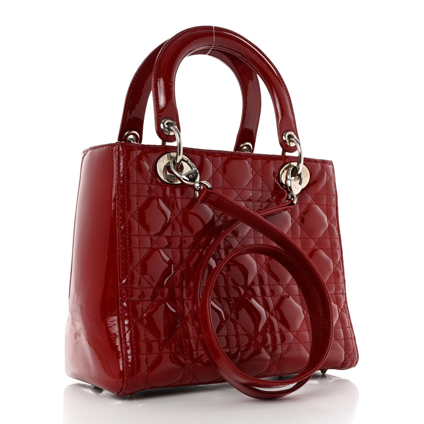 Patent Cannage Medium Lady Dior Burgundy Red