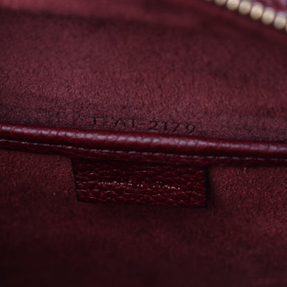 Celine Drummed Calfskin Nano Luggage Burgundy 7 of 10