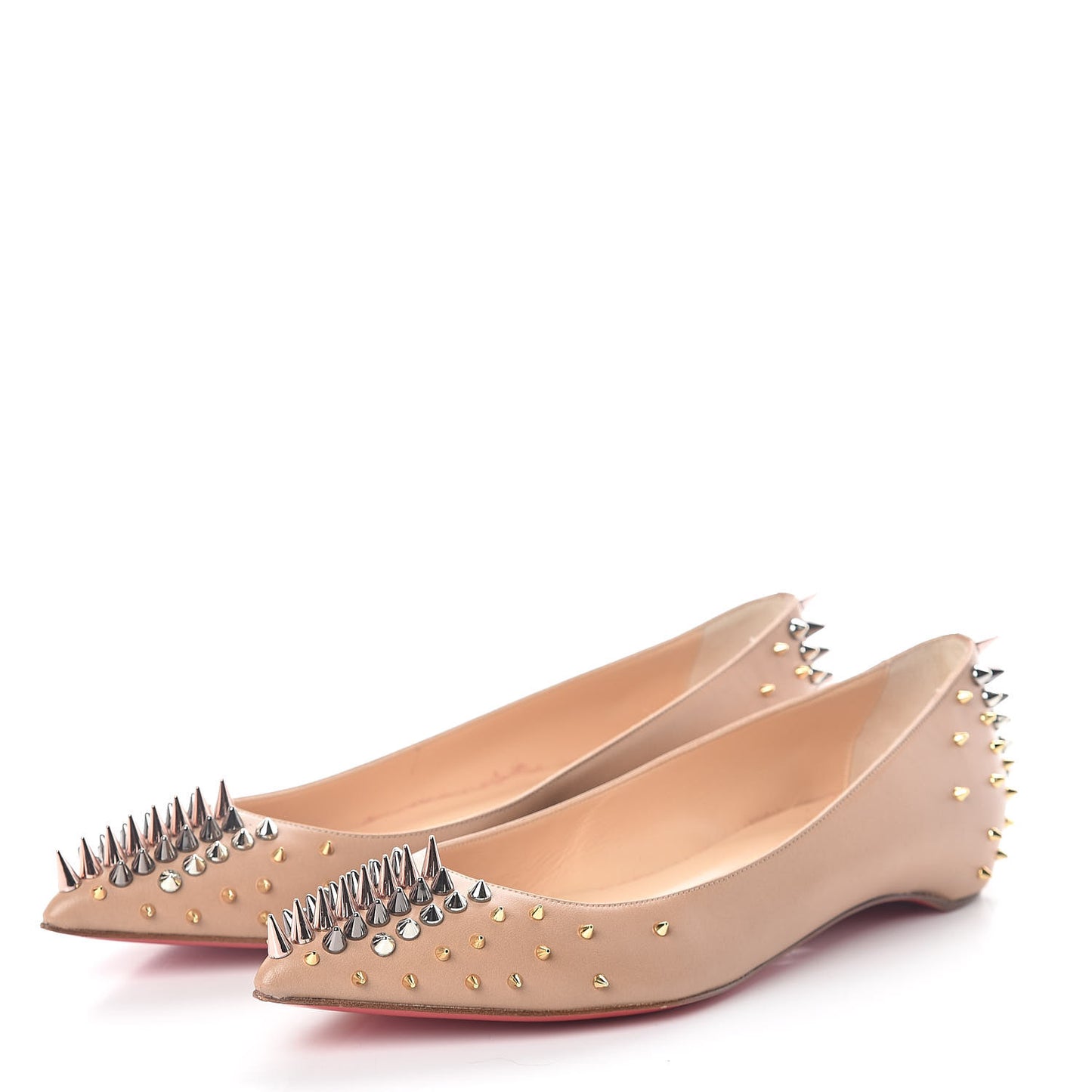 Nappa Goldoflat Spikes Flats 39 Nude