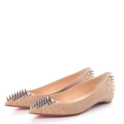 Christian Louboutin Nappa Goldoflat Spikes Flats 39 Nude 3 of 7