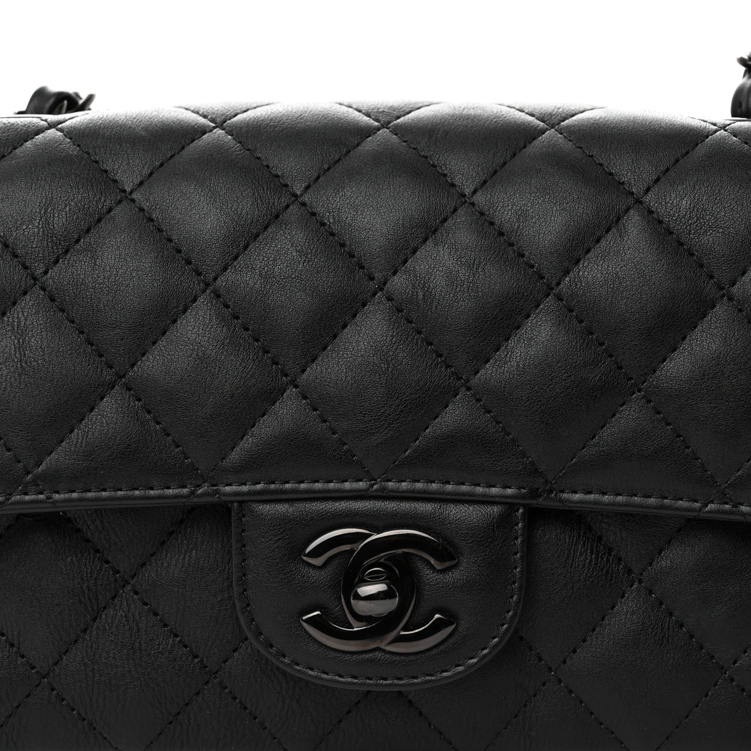 Chanel Crumpled Calfskin Quilted Mini Rectangular Flap So Black 8 of 12