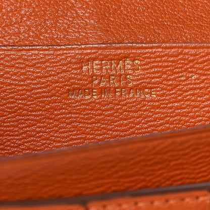 Hermes Shiny Niloticus Crocodile 18K Gold Diamond Bearn Wallet Orange 6 of 17
