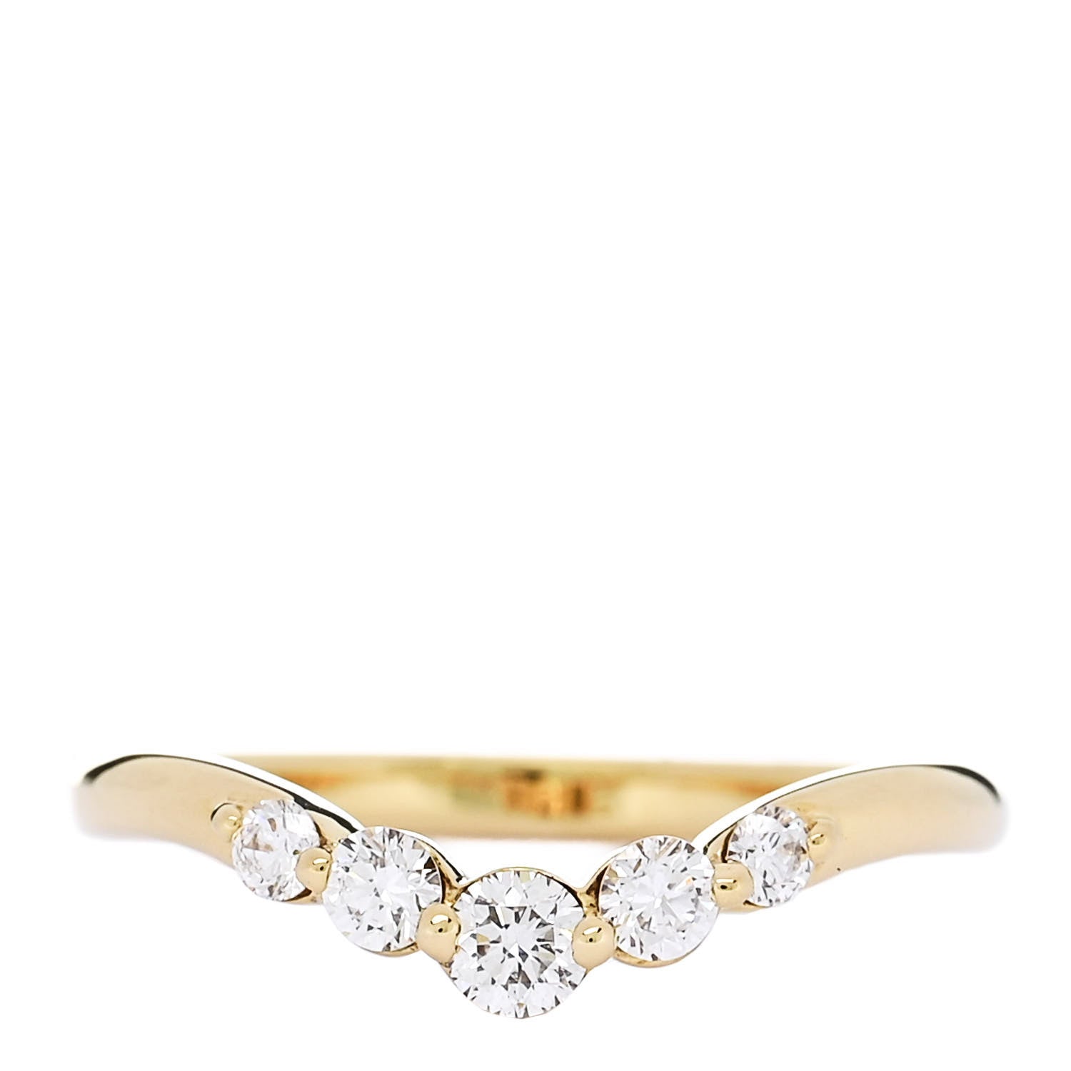 Parker & West by FASHIONPHILE 18K Yellow Gold Diamond .30ctw Curved Band Ring  50 5.25 1 of 9