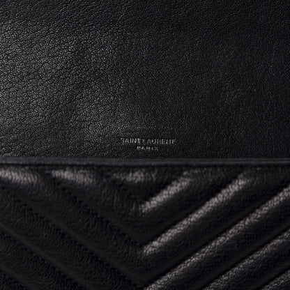 Saint Laurent Sheepskin Matelasse Chevron Monogram Monochrome Large College Satchel Black 6 of 10